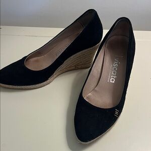 Black Espadrille Wedge Shoes